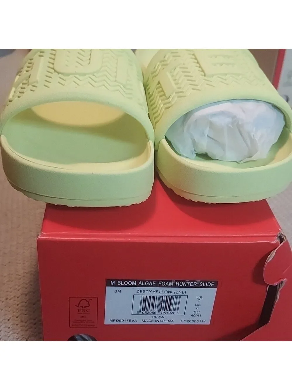 Hunter Men's Bloom Algae Foam Slide in Zesty Yellow